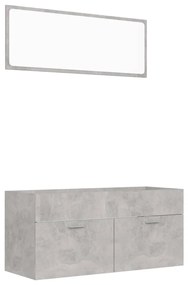 804813 vidaXL Set mobilier de baie, 2 piese, gri beton, PAL