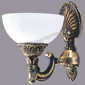 Aplica Omega cu 1 Brat, Desing Clasic, Finisaj Bronz Antic, Abajur Alb - Bussy Lighting 3035-52-19B