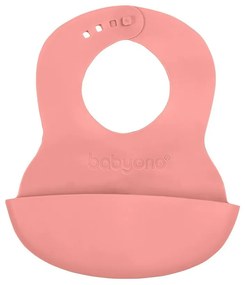 Bavetă Baby Ono reglabilă din plastic cu buzunar, roz