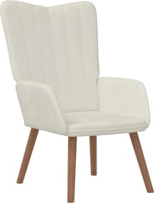 vidaXL Scaun de relaxare, alb crem, catifea