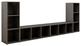 3080041 vidaXL Dulapuri TV, 4 buc, gri extralucios 107x35x37 cm lemn prelucrat