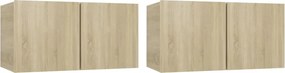 vidaXL Dulapuri TV suspendate 2 buc. stejar sonoma 60x30x30 cm