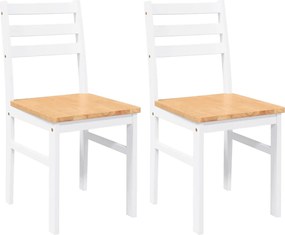 vidaXL Scaune de sufragerie 2 buc Cauciuc din lemn masiv alb