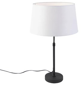 Lampă de masă neagră cu abajur din in alb 35 cm reglabil - Parte