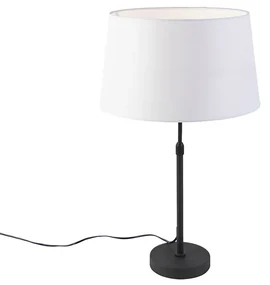 Lampă de masă neagră cu abajur din in alb 35 cm reglabil - Parte
