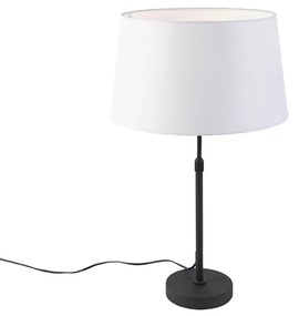 Lampă de masă neagră cu abajur de in alb reglabil 35 cm - Parte
