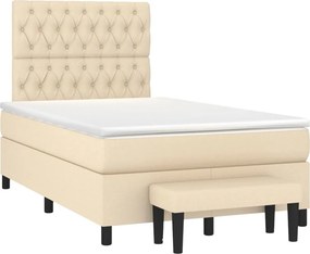 vidaXL Pat continental cu saltea, crem, 120x190 cm, textil