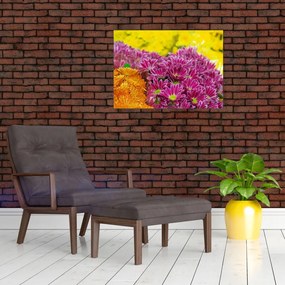 Tablou pe sticlă cu floarea roz (70x50 cm)
