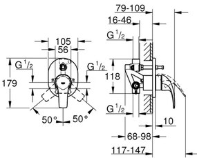 GROHE 29043000 - Baterie pentru cadă EUROCUBE, crom lucios