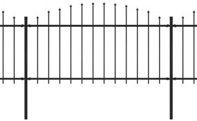 Gard de gradina cu varf sulita, negru, (1,25-1,5)x5,1 m otel 1, 125-150 cm, 5.1 m