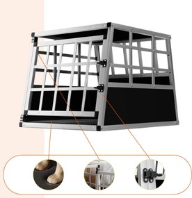 Cușcă de transport pentru câini BRUNO, 70x54x51cm, argintiu/negru Cadoca
