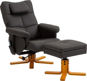 HOMCOM Fotoliu de masaj cu suport pentru picioare, spătar reclinabil până la 135°, compartiment de depozitare, telecomandă | Aosom Romania