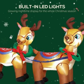 Outsunny Decorație de Crăciun Gonflabilă de 2,4 m pentru Exterior, Moș Crăciun Gonflabil cu Sanie și Reni, 6 Lumini LED și Suflantă, pentru Grădină și Interior | Aosom Romania