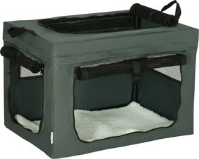 PawHut Geantă de Transport Moale pentru Câini Mini și Pisici, Cușcă de Călătorie cu Pernă Detașabilă, Geantă de Transport și Uși Din Plasă Respirabilă, 60x42x42 cm, Gri | Aosom Romania