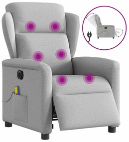 vidaXL Scaun reclinabil electric pentru masaj Cloud Grey Fabric