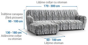 Huse bielastice OCEANO NOU gri-albăstrui canapea cu otoman stânga (l. 170 - 300 cm)