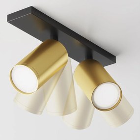 Aplica de perete / tavan cu 2 spoturi directionabile design tehnic Focus S negru, auriu mat