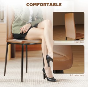 HOMCOM Set de 4 scaune de sufragerie cu spatar inalt, 41x50x97cm, maro | Aosom Romania