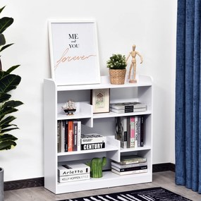HOMCOM Bibliotecă etajeră Mobilier de Depozitare dim. 90L x 24l x 91H cm 4 Niveluri 3 Panouri din Spate Plăci din Particule Alb | Aosom Romania