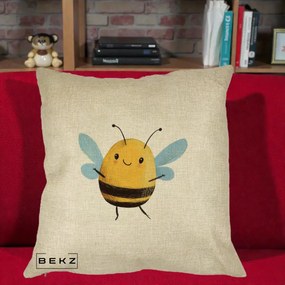 Perna Decorativa Buburuza pe Trifoi cu Patru Foi, 40x40 cm, Crem, Husa Detasabila, Perna Inclusa, BEKZ®