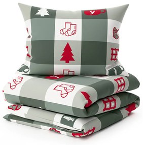 Lenjerie de pat din bumbac CHRISTMAS SOCKS verde Dimensiune lenjerie de pat: 70 x 90 cm | 140 x 220 cm