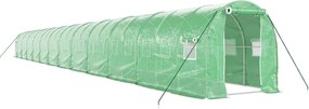 vidaXL Seră cu cadru din oțel, verde, 48 m², 24x2x2 m