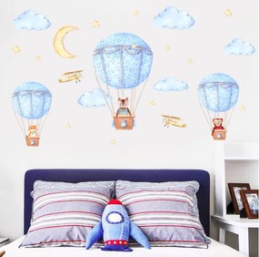 PIPPER | Autocolant de perete "Baloane cu aer cald cu animaluțe 2" 140x80 cm