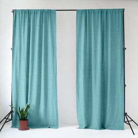 Draperie turcoaz din in 140x300 cm Coastal Blue – Linen Tales