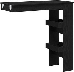 vidaXL Masă Bar pentru Perete cu raft Stejar Negru 102 x 45 x 103,5 cm