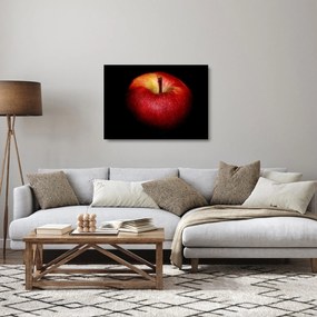Tablou pe sticlă cu măr pe fundal negru (70x50 cm)