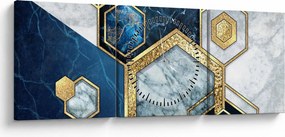 Tablou - Hexagoane de marmură (cu ceas) (90x30 cm)