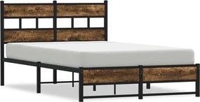 vidaXL Cadru pat metalic fără saltea, stejar fumuriu, 120x200 cm