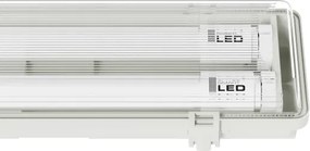 Corp de iluminat tehnic LED T8, 2 x soclu G13, 20 W, 230 V, 6500 K, 120 cm, IP65, alb
