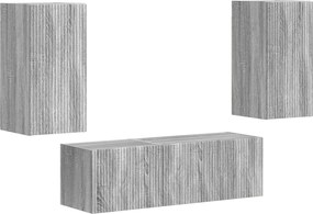 vidaXL Set Dulap pentru Televizor Montat pe Perete 4 pcs Gri Sonoma