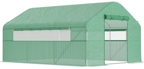 Outsunny Seră de grădină 4 x 3 x 2m cu uși rulabile și ferestre mari, seră tip tunel de grădină, verde | Aosom Romania