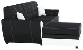 Colţar, piele ecologică albă/material textil negru, model stânga, MARUTI