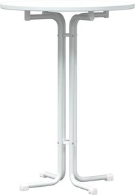 vidaXL Masă de bar, alb, Ø80x110 cm, lemn prelucrat și oțel