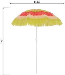 Outsunny Umbrelă Hawaiană Portabilă, Acoperitoare Ø160cm, Impermeabilă, Înălțime până la 180cm