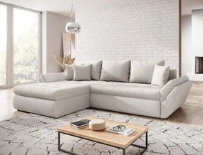 Colțar extensibil dumonde cu ladă de depozitare si sezut confortabil din spuma high-density, Loana Euphoria Ivory 270x185 cm
