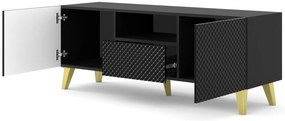 Masă TV HG 150 2D1S Rowanna (Negru lucios + Auriu). 1125104