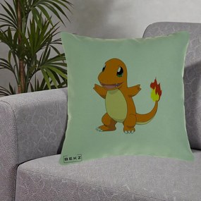 Perna Personalizata Charmander Pokemon, 40x40 cm, Verde, Husa Detasabila, Perna Inclusa, BEKZ®