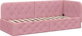 vidaXL Cadru de pat colțar Roz 80 x 200 cm Catifea