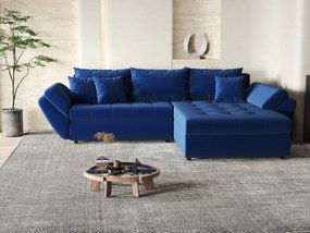 Colțar extensibil dumonde cu ladă de depozitare si sezut confortabil din spuma high-density, Loana Royal Blue II 270x185 cm