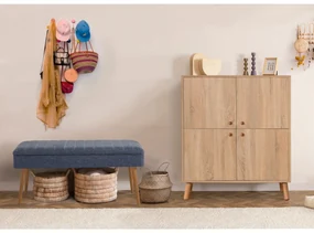 Mobilier pentru hol Maluxe 200 (Stejar sonoma + Albastru închis). 1089082
