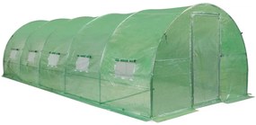 Tunel din folie, cu cadru metalic 3x8m, verde, cu ușa Garden Point