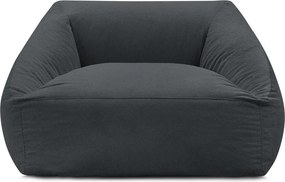 Fotoliu bean bag gri închis cu tapițerie din catifea reiată Lilibet – Bobochic Paris