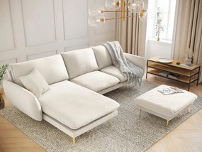 Coltar tapitat Vienna 5 locuri plusat/picioare gold – L255 x l170 x h95