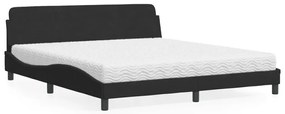 vidaXL Pat cu saltea, negru, 180x200 cm, catifea