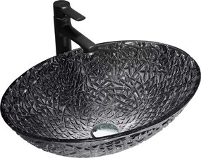 Mexen Goa chiuvetă de sticlă deasupra blatului 50 x 36 cm, neagră - 24085070