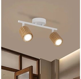 Brilagi - Spot MODERN WOOD 2xGU10/8W/230V lemn de cauciuc/alb